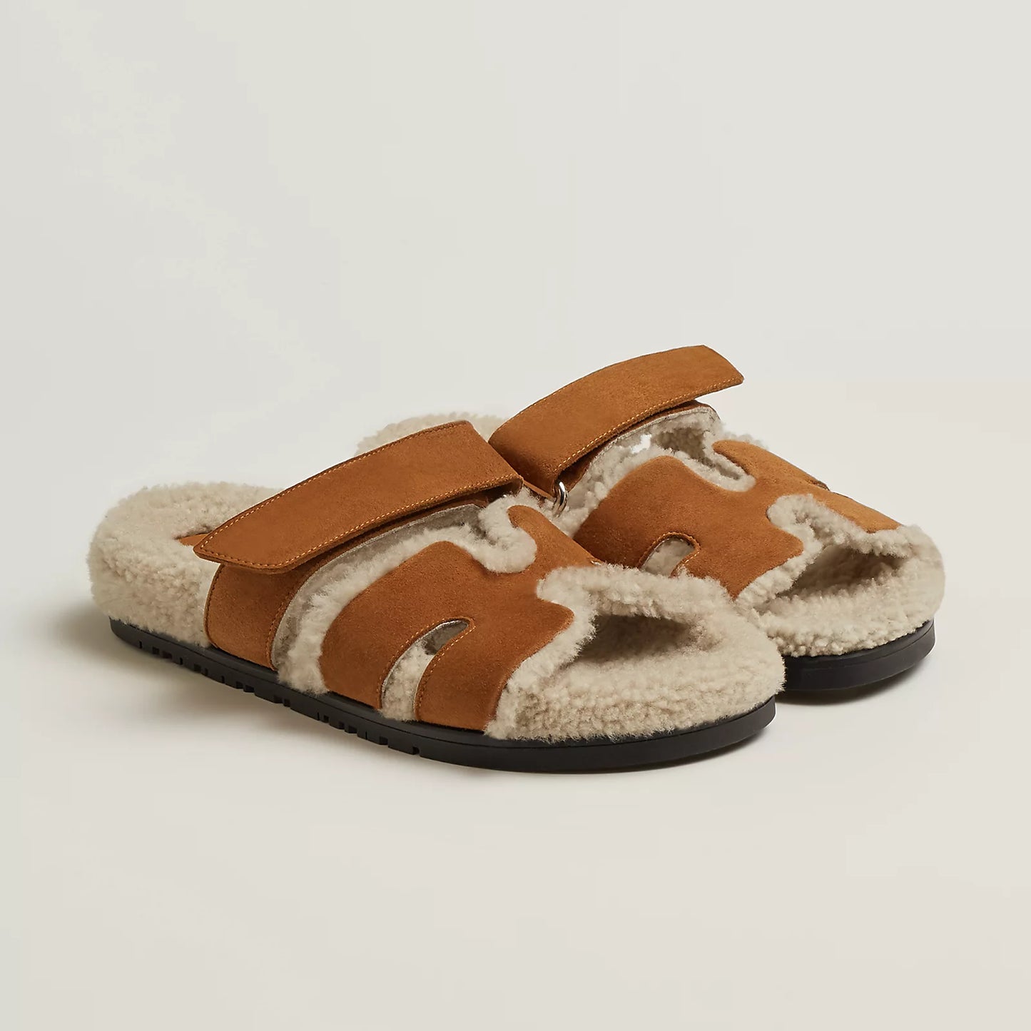 Hermes Chypre Shearling Sandals