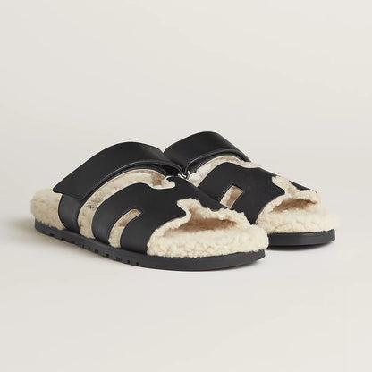 Hermes Chypre Shearling Sandals